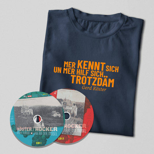 T-Shirt-CD-Bundle Gerd Köster – "Mer kennt sich un mer hilf sich trotzdäm" + "Stabil Nervös (Live an der Mosel)" (Kopie)